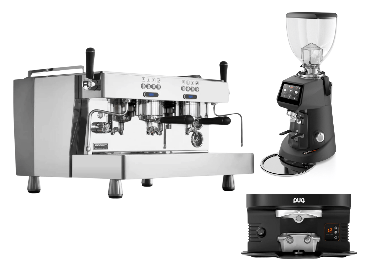 Rocket R9 Espresso Machine + Fiorenzato F64 Evo Pro + PUQ M4 Bundle - Pro Coffee Gear