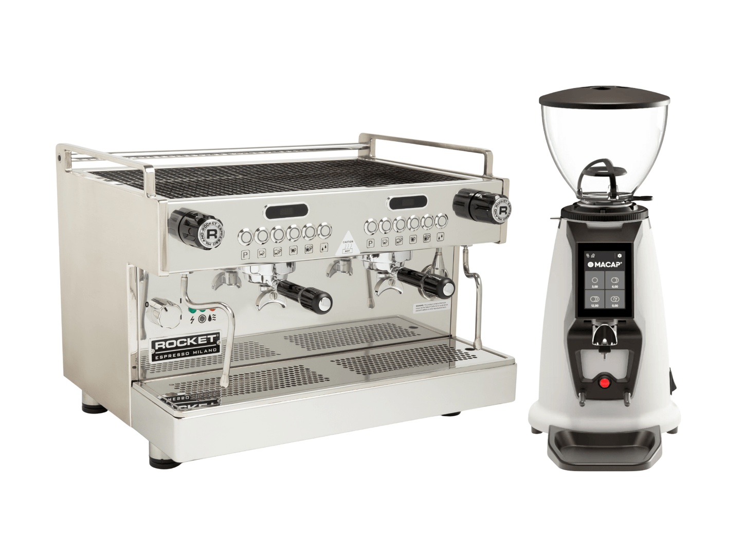 Rocket Boxer Timer Evo Espresso Machine + Macap MI20 Touch Coffee Grinder Bundle | Pro Coffee Gear
