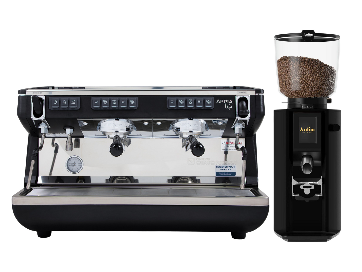 Nuova Simonelli Appia Life Commercial Espresso Machine + Macap MI20 Touch / Anfim Luna Coffee Grinder Bundle | Pro Coffee Gear