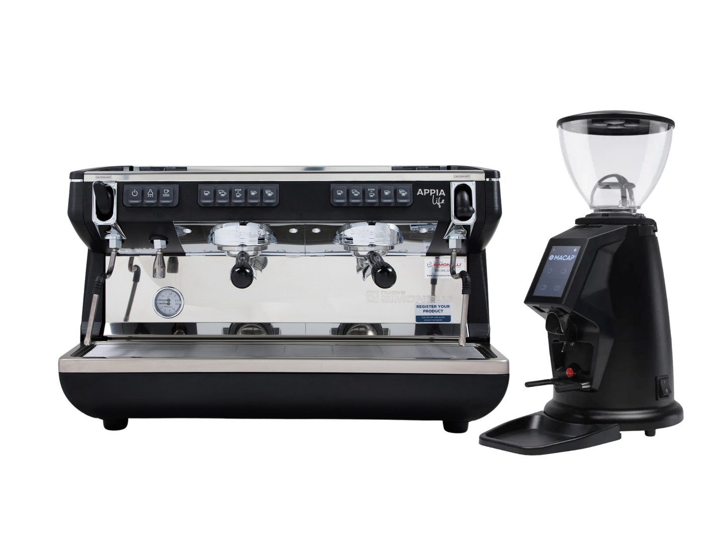 Nuova Simonelli Appia Life Commercial Espresso Machine + Macap MI20 Touch / Anfim Luna Coffee Grinder Bundle | Pro Coffee Gear