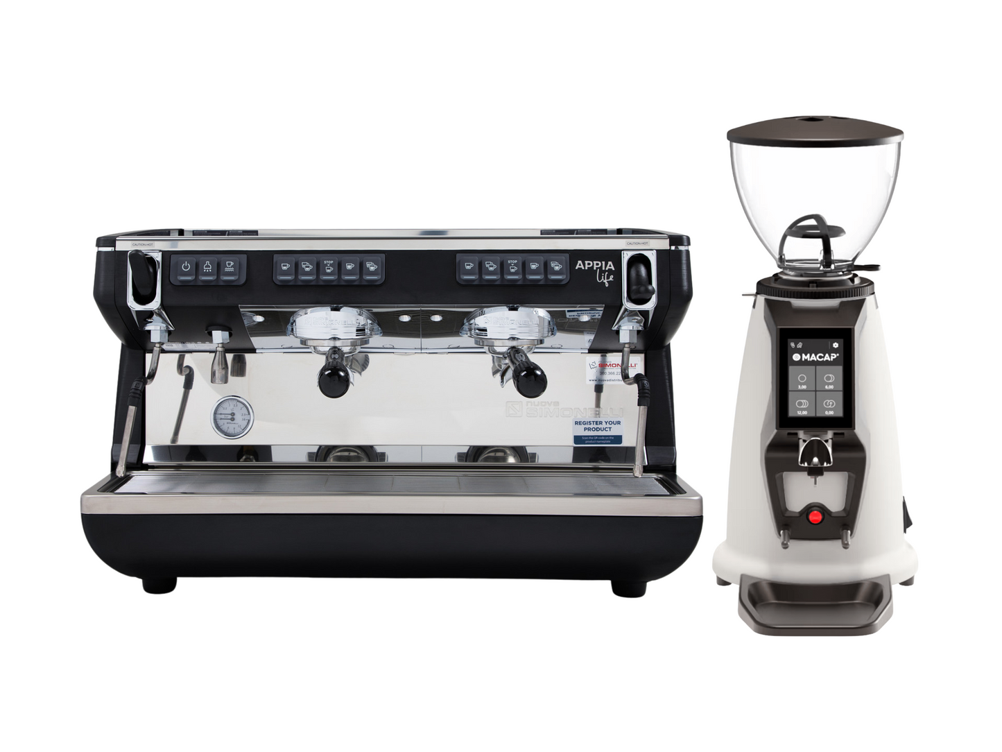 Nuova Simonelli Appia Life Commercial Espresso Machine + Macap MI20 Touch / Anfim Luna Coffee Grinder Bundle | Pro Coffee Gear
