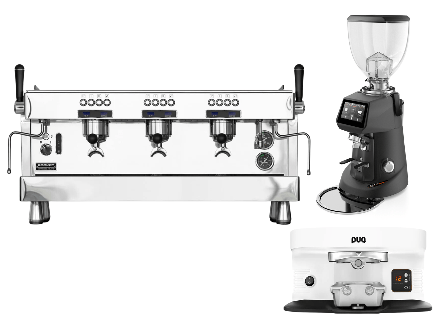 Rocket R9 Espresso Machine + Fiorenzato F64 Evo Pro + PUQ M4 Bundle - Pro Coffee Gear