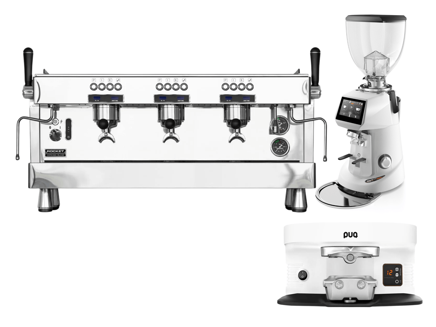 Rocket R9 Espresso Machine + Fiorenzato F64 Evo Pro + PUQ M4 Bundle - Pro Coffee Gear