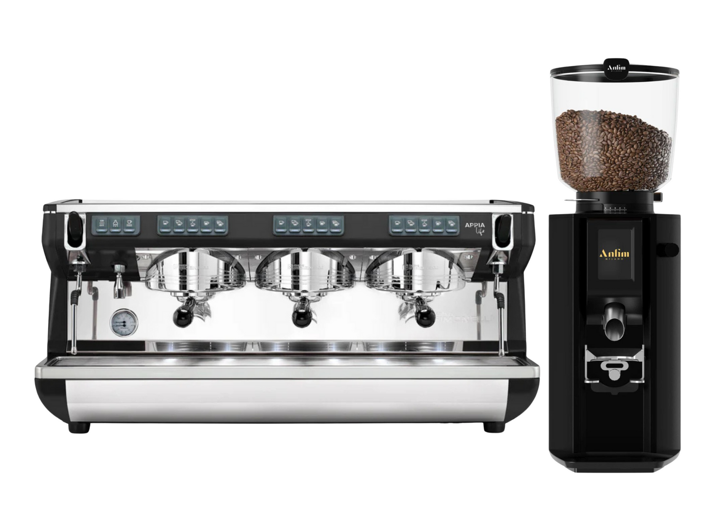 Nuova Simonelli Appia Life Commercial Espresso Machine + Macap MI20 Touch / Anfim Luna Coffee Grinder Bundle | Pro Coffee Gear