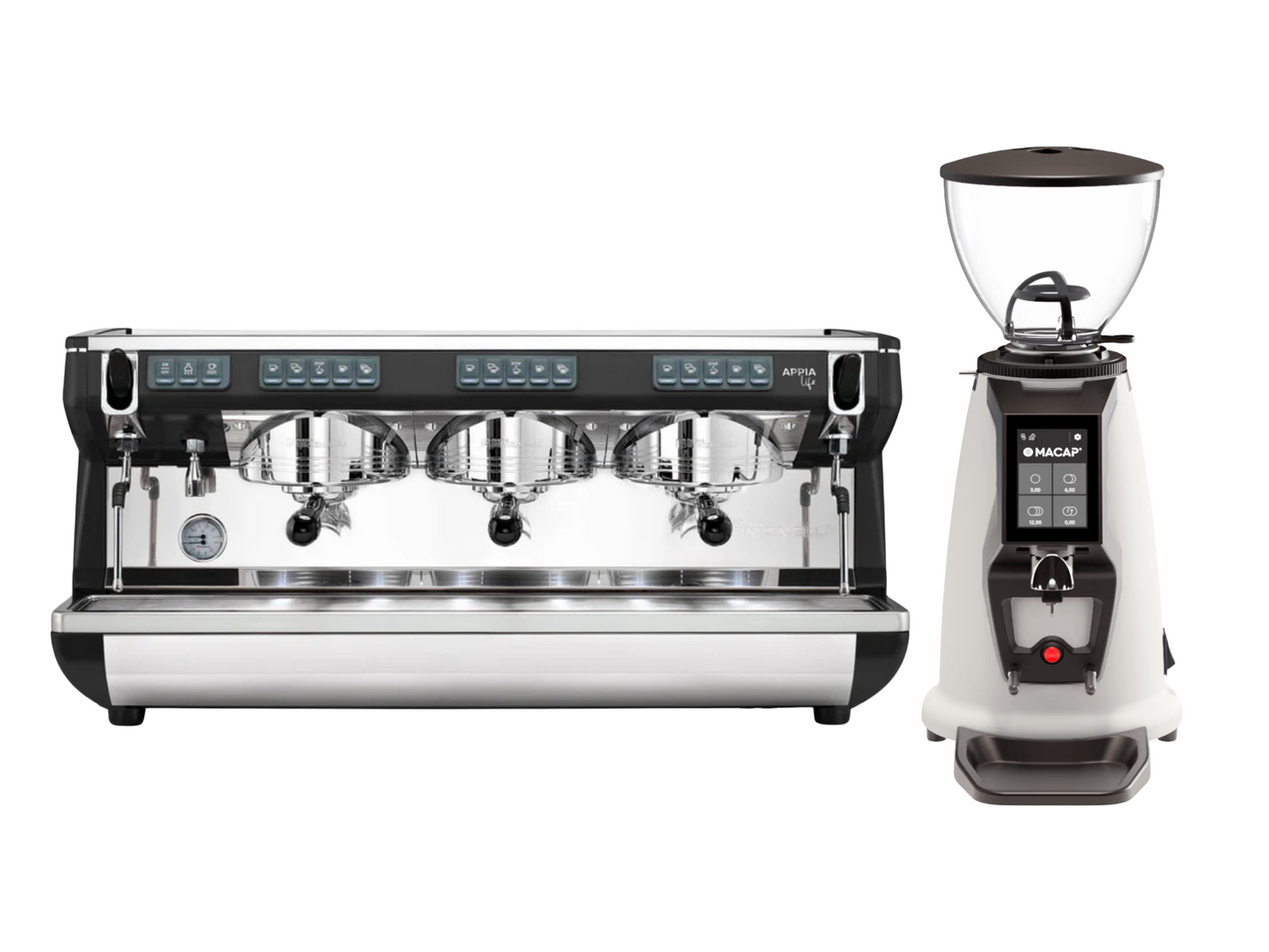 Nuova Simonelli Appia Life Commercial Espresso Machine + Macap MI20 Touch / Anfim Luna Coffee Grinder Bundle | Pro Coffee Gear