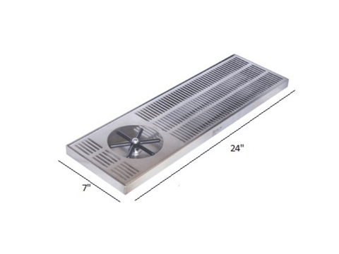 Krome 24″ X 7″ Side Spray Glass Rinser Drip Tray – Brushed Stainless – With Drain | Pro Coffee Gear