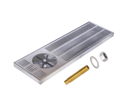 Krome 24″ X 7″ Side Spray Glass Rinser Drip Tray – Brushed Stainless – With Drain | Pro Coffee Gear