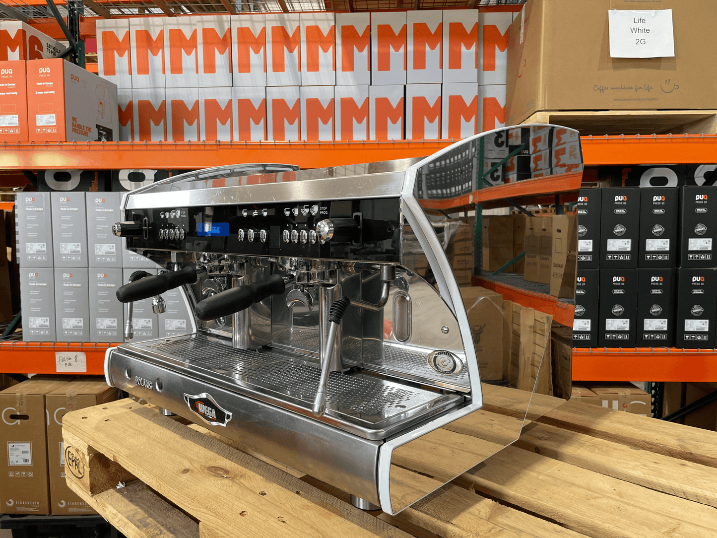 Wega Polaris XTRA 2 Group Chrome Renewed Espresso Machine | Pro Coffee Gear