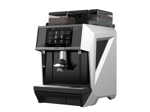 CAYE Smart X 1.5 Step 3-Hopper Super Automatic Espresso Machine, Silver, front three-quarter view