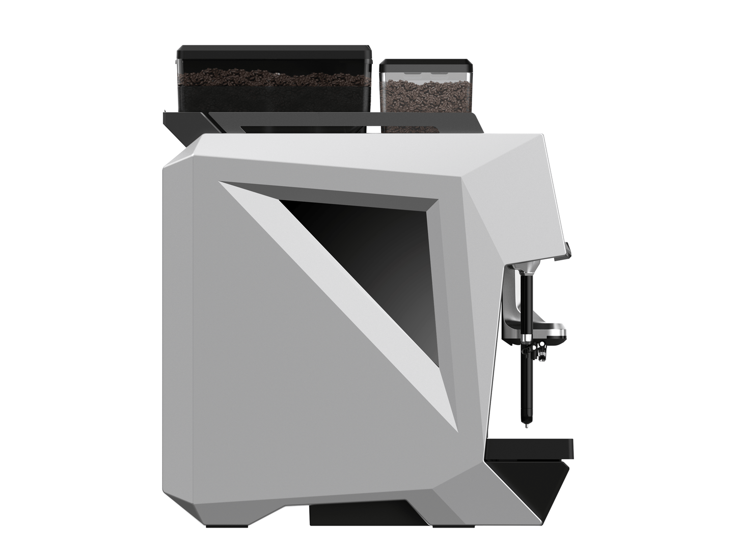CAYE Smart X 1.5 Step 3-Hopper Super Automatic Espresso Machine, Silver, left side view