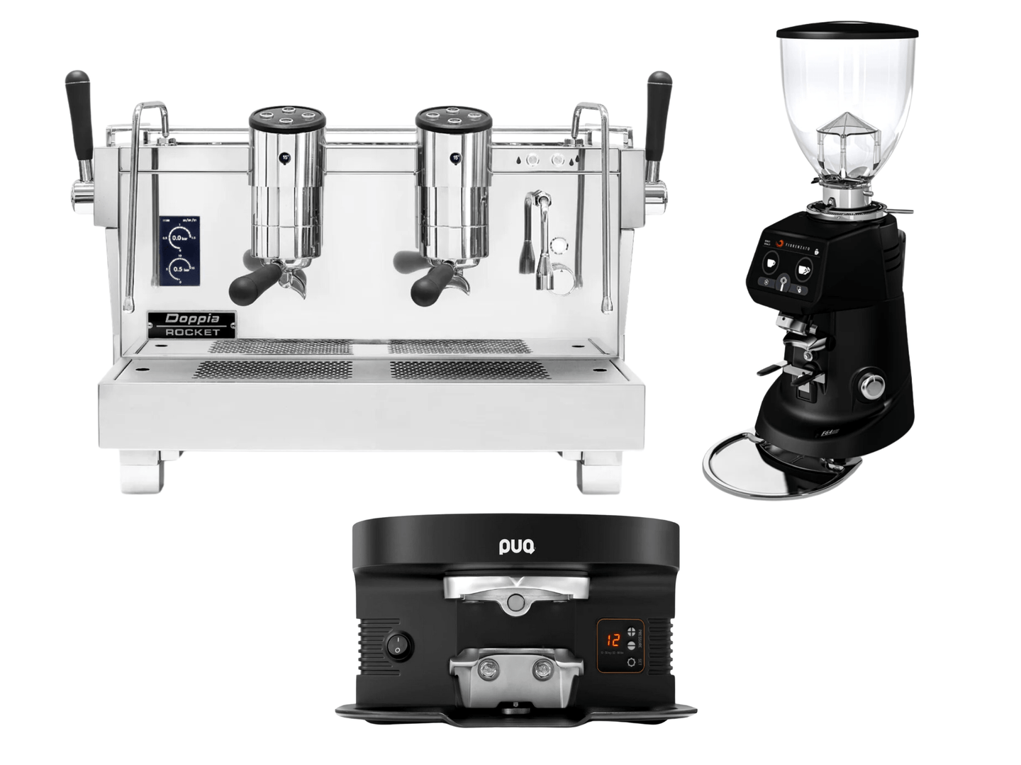 Rocket Re Doppia Espresso Machine+ Fiorenzato F64 Evo Cofee Grinder + PUQ M4 Tamper Bundle | Pro Coffee Gear