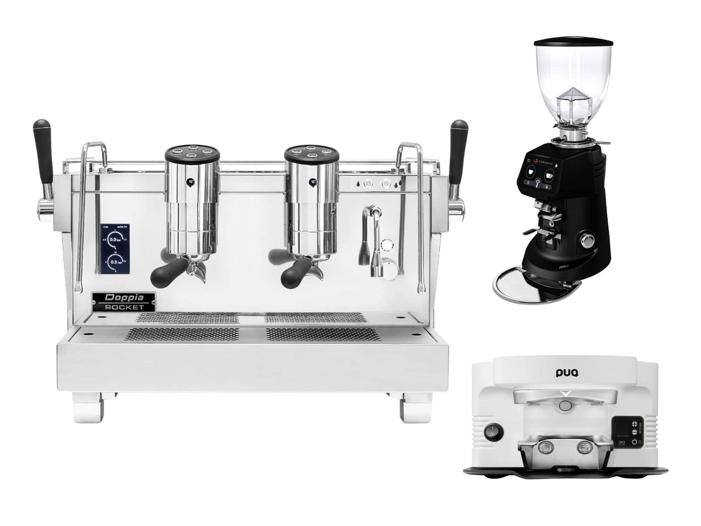 Rocket RE Doppia + Fiorenzato F64 Evo + PUQ M4 Bundle | Pro Coffee Gear