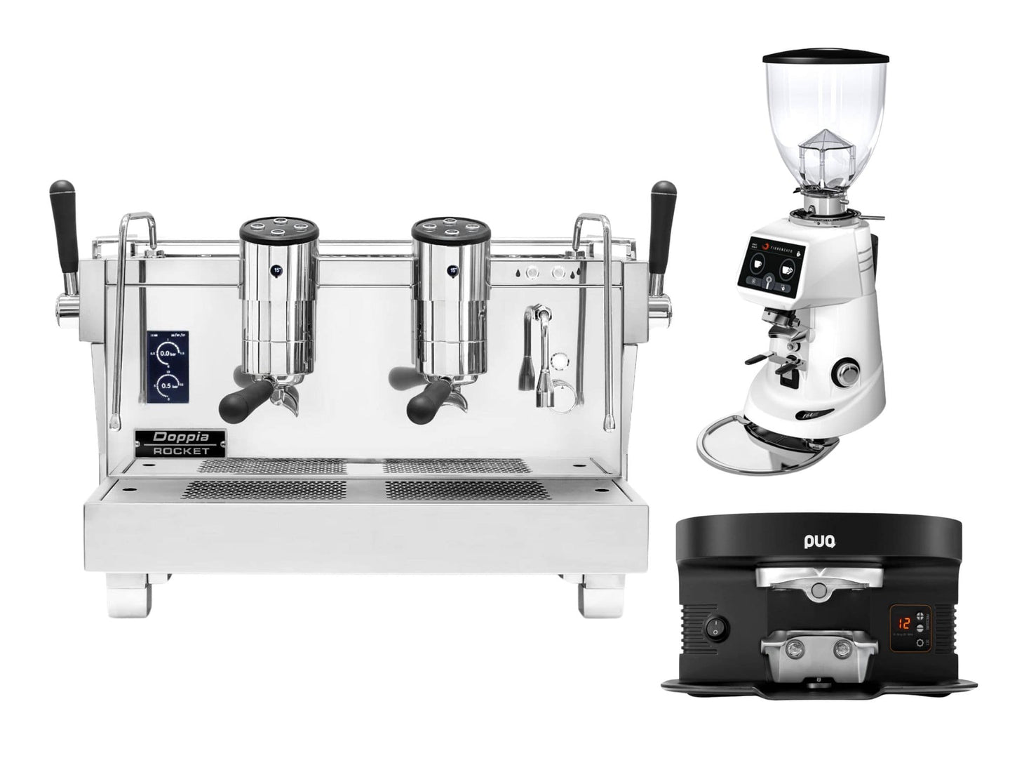 Rocket RE Doppia + Fiorenzato F64 Evo + PUQ M4 Bundle | Pro Coffee Gear