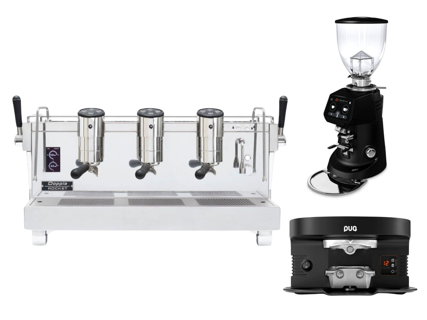 Rocket RE Doppia + Fiorenzato F64 Evo + PUQ M4 Bundle | Pro Coffee Gear