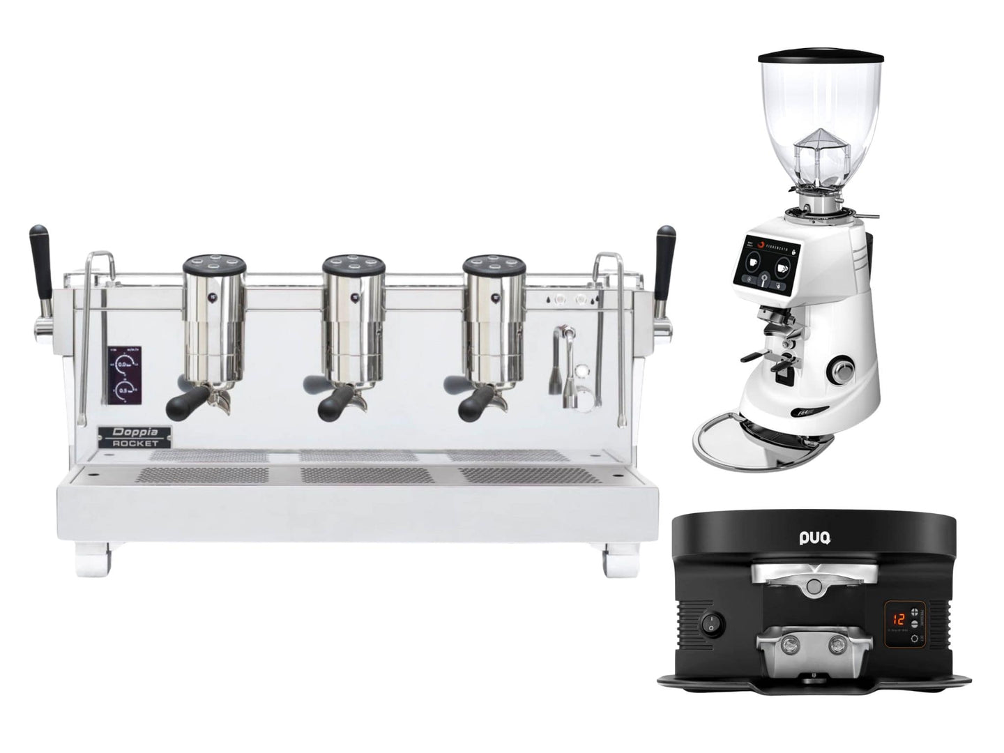 Rocket RE Doppia + Fiorenzato F64 Evo + PUQ M4 Bundle | Pro Coffee Gear