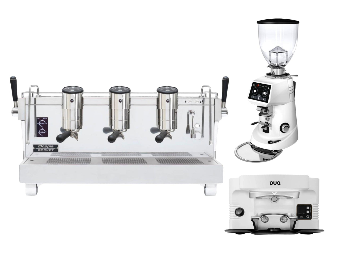 Rocket RE Doppia + Fiorenzato F64 Evo + PUQ M4 Bundle | Pro Coffee Gear